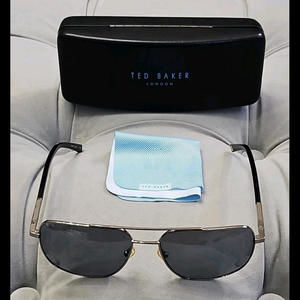 TED BAKER London Aviator Silver Black Frames Mens Sunglasses